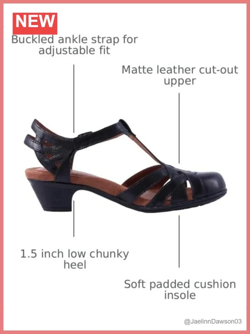 Vintage Low Heel Caged Sandals Round Closed Toe Ankle T-Strap Mary Jane Block